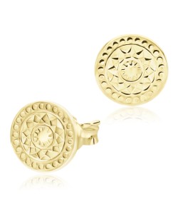 Gold Plate Mondalay Style Stud Earring STS-3182-GP